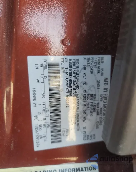 2007 Ford Expedition Limited из США, поврежденный, VIN 1FMFU195X7LA90412